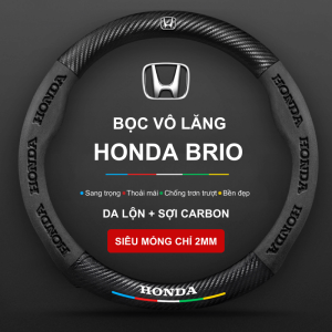 Bọc Vô Lăng Xe Honda Brio Da Lộn 3D & Sợi Carbon Cao Cấp