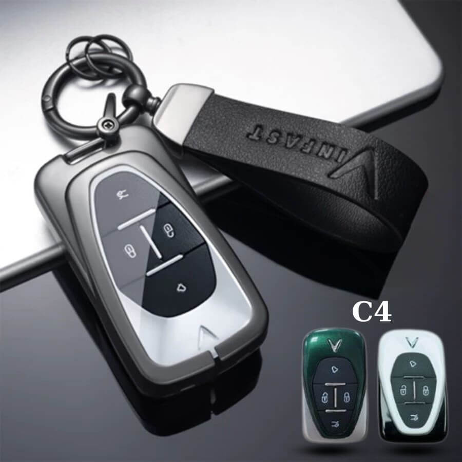 Ốp chìa khóa bọc kim loại cao cấp Vinfast màu đen chất lượng