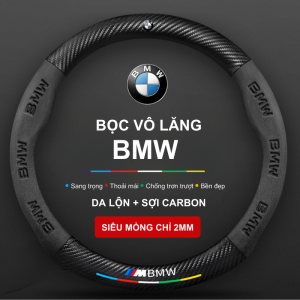 Bọc vô lăng xe BMW chất liệu Da lộn 3D & Sợi Carbon cao cấp