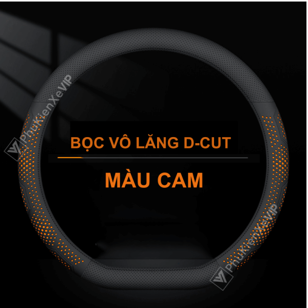 Bọc vô lăng ô tô 3D Da Nappa cao cấp dạng D-cut màu cam