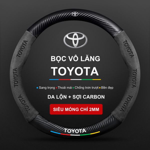 Bọc vô lăng xe Toyota Da lộn 3D & Sợi Carbon cao cấp