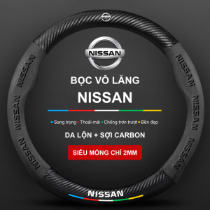 Bọc vô lăng xe Nissan Da lộn 3D & Sợi Carbon cao cấp
