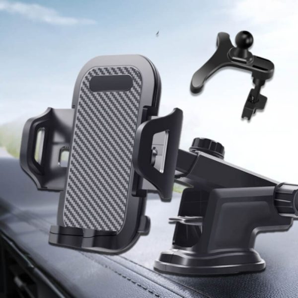 Giá đỡ điện thoại Rundong 3in1 mặt carbon cao cấp cài cửa gió