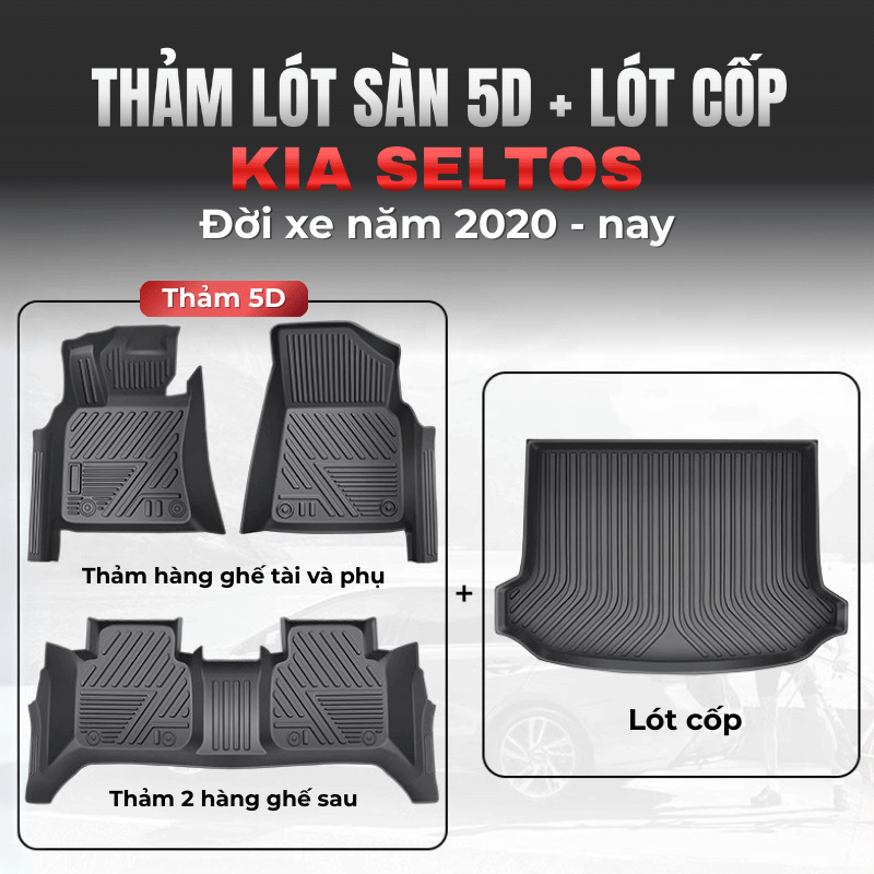 Thảm lót sàn ô tô chất liệu TPE 5D & Lót cốp