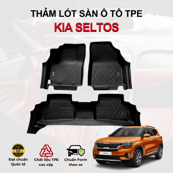 Thảm lót sàn xe ô tô KIA Seltos chất liệu TPE khuôn đúc nguyên khối tràn viền cao cấp