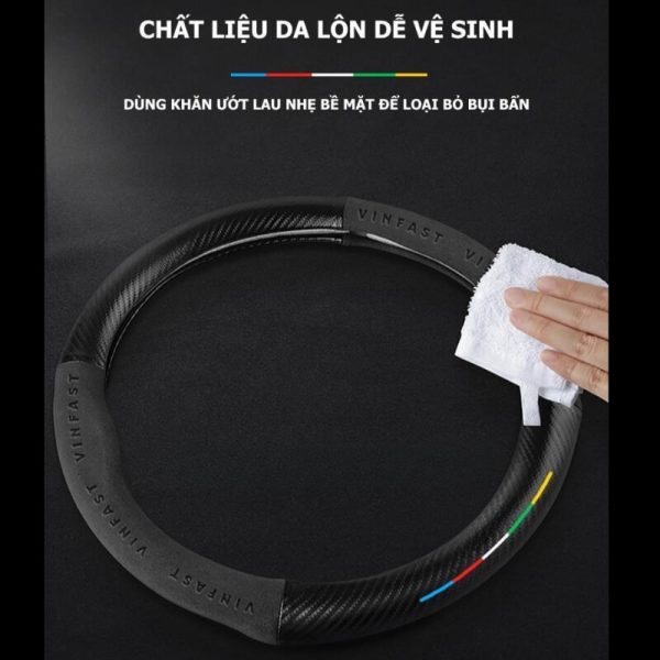 Bọc vô lăng VinFast Da lộn 3D & Sợi Carbon cao cấp