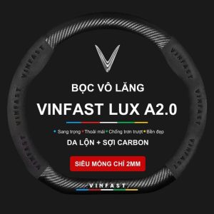 Bọc vô lăng xe VinFast Lux A2.0 chất liệu Da lộn 3D & Sợi Carbon cao cấp