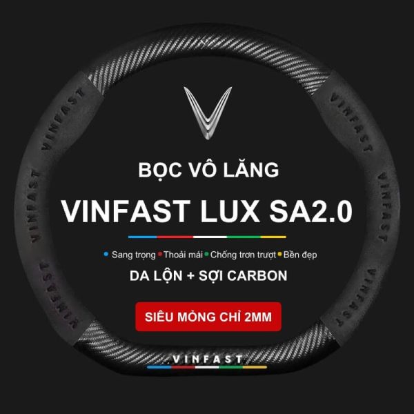 Bọc vô lăng xe VinFast Lux SA2.0 Da lộn 3D & Sợi Carbon cao cấp