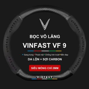 Bọc vô lăng xe VinFast VF 9 chất liệu Da lộn 3D & Sợi Carbon cao cấp