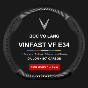 Bọc vô lăng xe VinFast VF e34 Da lộn 3D & Sợi Carbon thể thao, cao cấp