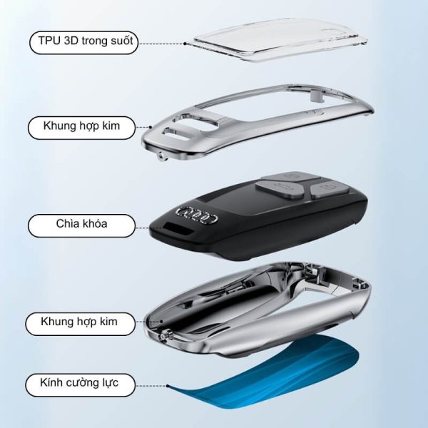 Ốp kim loại bọc chìa khoá ô tô Audi đẳng cấp