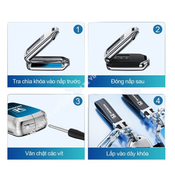 Ốp kim loại bọc chìa khoá ô tô Honda đẳng cấp