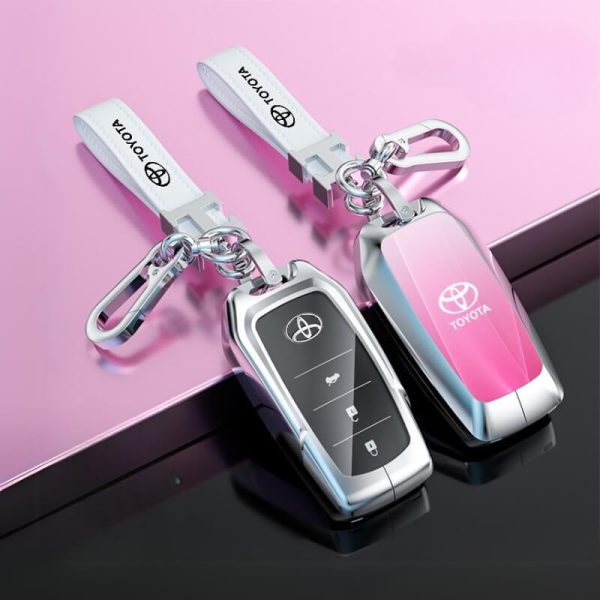 Ốp kim loại bọc chìa khoá ô tô Toyota đẳng cấp mẫu C màu hồng