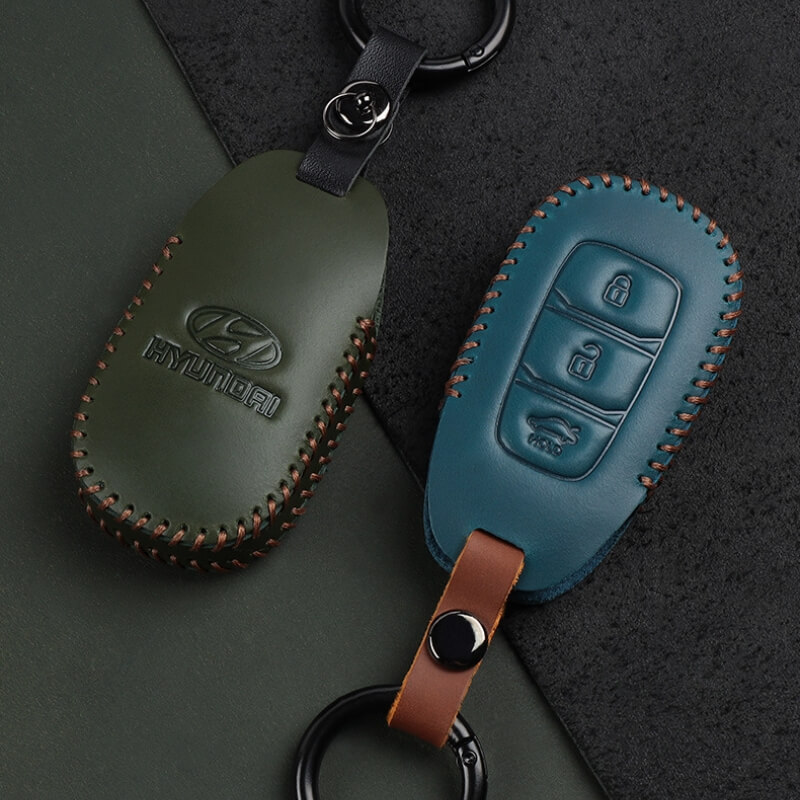 Bao da chìa khóa ô tô Hyundai da bò thủ công