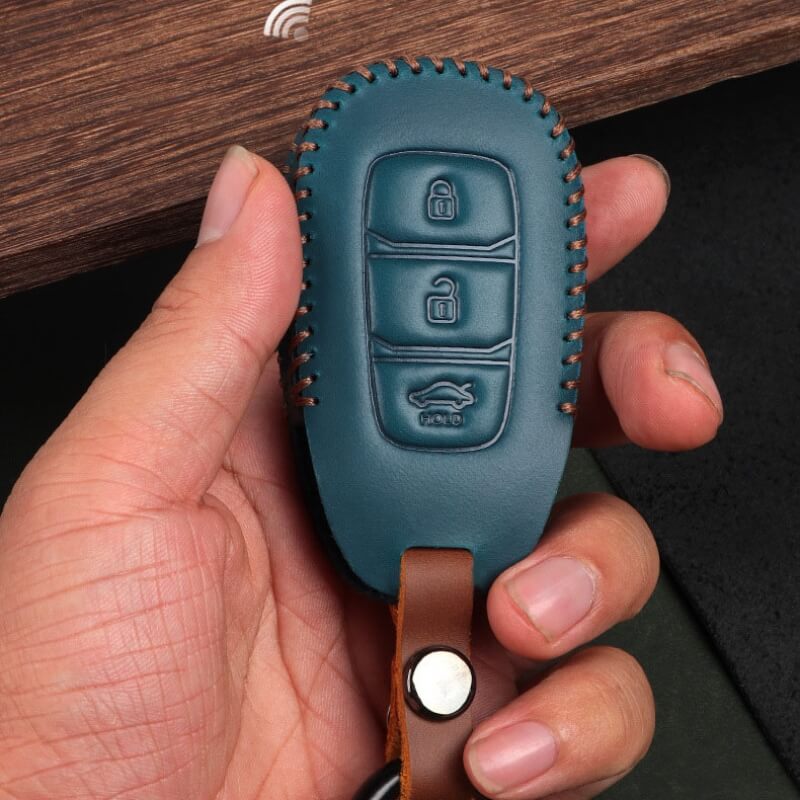 Bao da chìa khóa ô tô Hyundai da bò thủ công