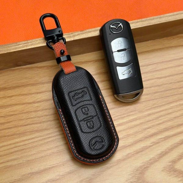 Bao da bọc chìa khóa ô tô Mazda handmade cao cấp