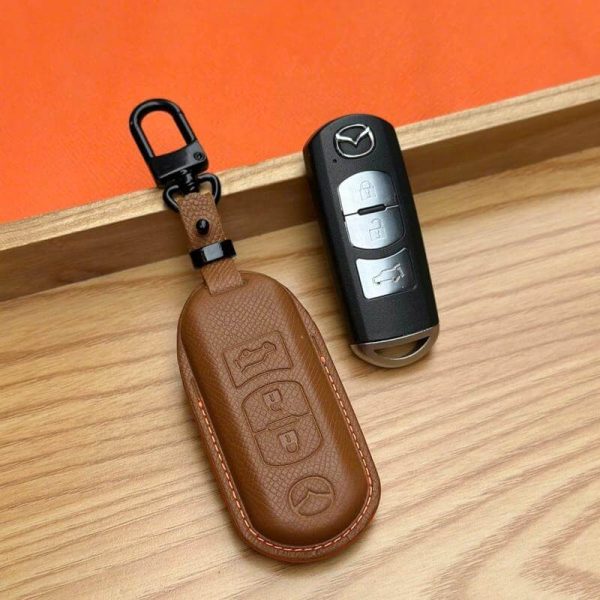 Bao da bọc chìa khóa ô tô Mazda handmade cao cấp