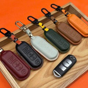 Bao da bọc chìa khóa ô tô Mazda handmade cao cấp