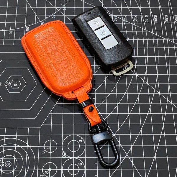 Bao da bọc chìa khóa ô tô Mitsubishi handmade cao cấp