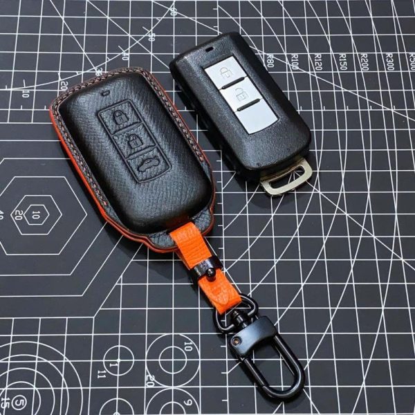 Bao da bọc chìa khóa ô tô Mitsubishi handmade cao cấp