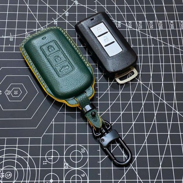 Bao da bọc chìa khóa ô tô Mitsubishi handmade cao cấp