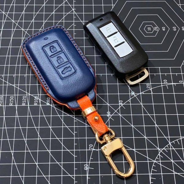 Bao da bọc chìa khóa ô tô Mitsubishi handmade cao cấp