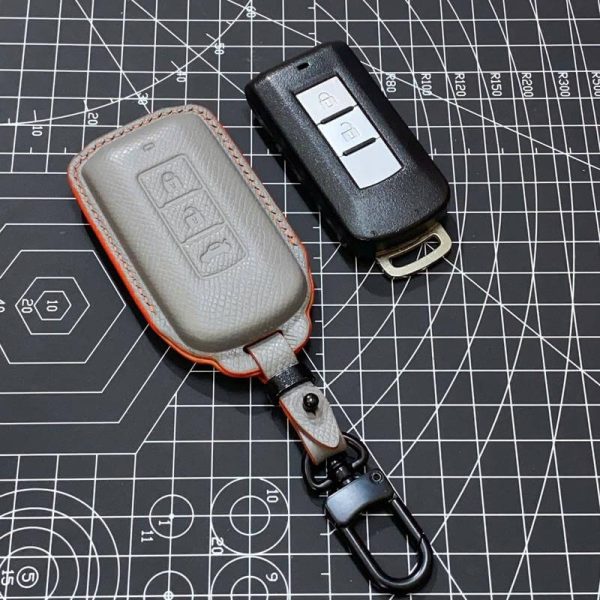 Bao da bọc chìa khóa ô tô Mitsubishi handmade cao cấp