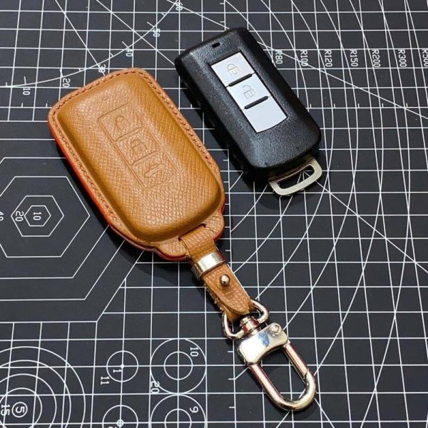 Bao da bọc chìa khóa ô tô Mitsubishi handmade cao cấp