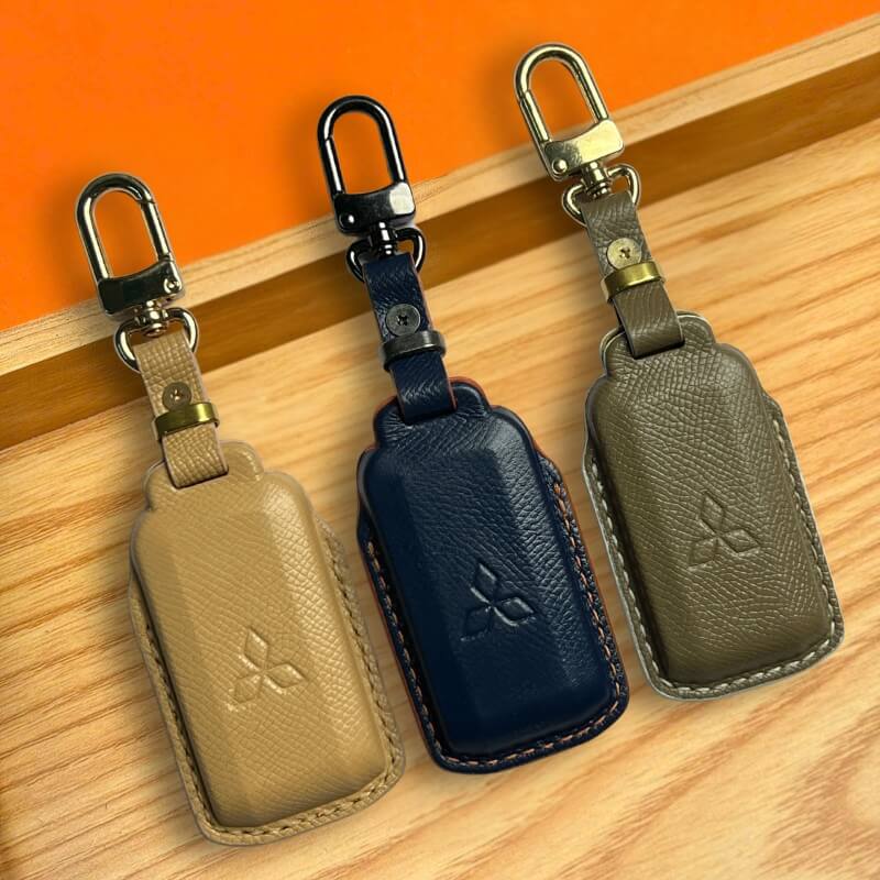 Bao da bọc chìa khóa ô tô Mitsubishi handmade cao cấp