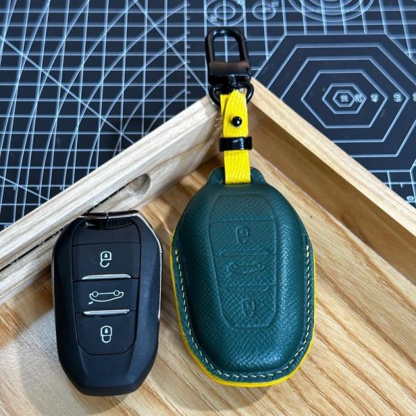 Bao da bọc chìa khóa ô tô Peugeot handmade cao cấp