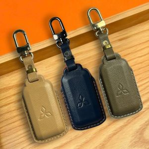 Bao da bọc chìa khóa ô tô Mitsubishi handmade cao cấp