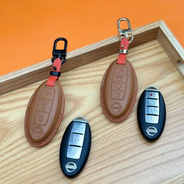 Bao da bọc chìa khóa ô tô Nissan handmade cao cấp