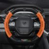 Bọc vô lăng xe Peugeot da lộn sợi carbon mẫu d-cut 2 đầu