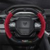 Bọc vô lăng xe Peugeot da lộn sợi carbon mẫu d-cut 2 đầu