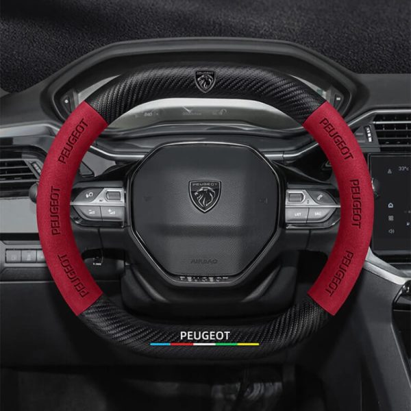 Bọc vô lăng ô tô Peugeot da lộn sợi carbon d-cut 2 đầu