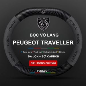 Bọc vô lăng xe Peugeot Traveller da lộn sợi carbon