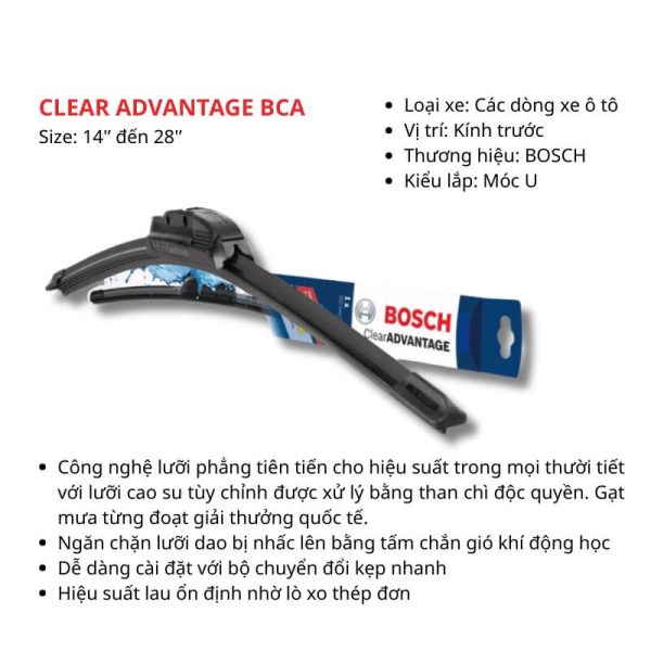 Gạt mưa xe ô tô Bosch Clear Advantage trung cấp