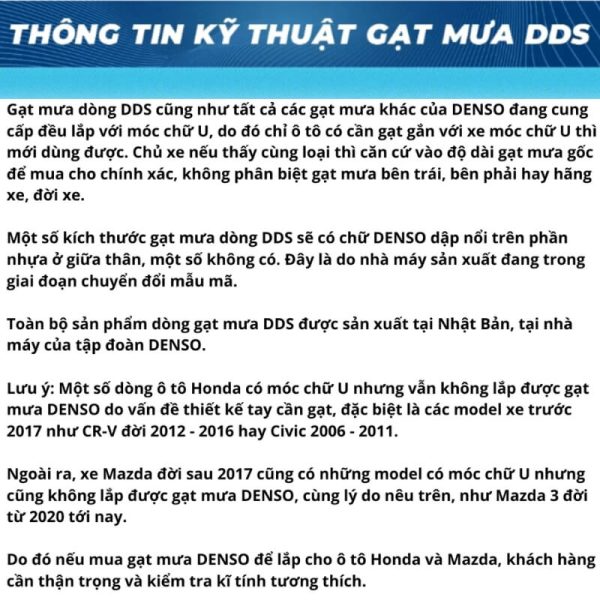 Gạt mưa ô tô 3 khúc cao cấp DENSO DDS phủ graphite giảm ồn