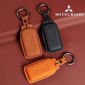 Bao da bọc chìa khóa ô tô Mitsubishi da bò sang trọng