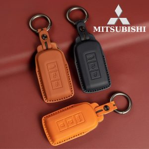 Bao da bọc chìa khóa ô tô Mitsubishi da bò sang trọng