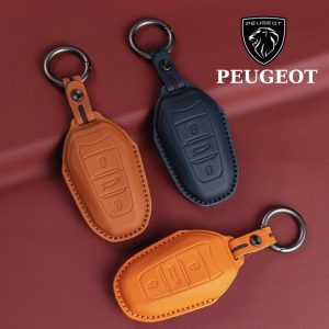Bao da bọc chìa khóa ô tô Peugeot da bò sang trọng