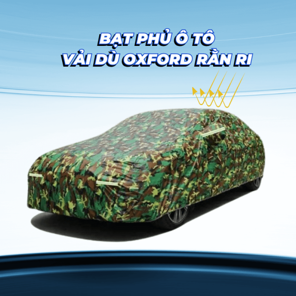 Bạt phủ ô tô vải dù Oxford 3 lớp họa tiết rằn ri