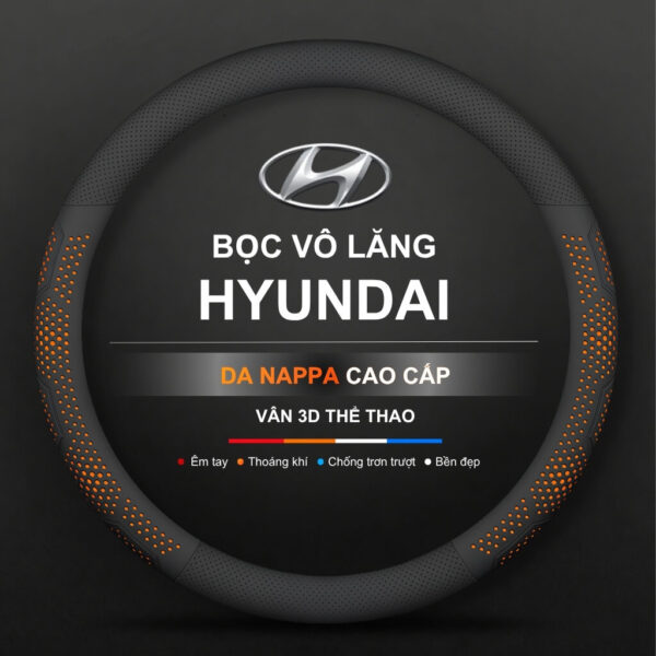 Bọc vô lăng xe Hyundai Da Nappa cao cấp, thời thượng