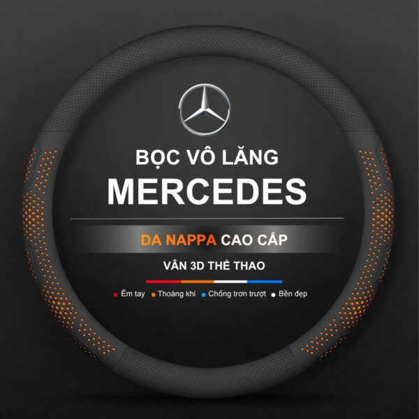Bọc vô lăng xe Mercedes Da Nappa cao cấp, sang trọng