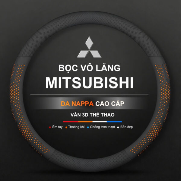 Bọc vô lăng xe Mitsubishi Da Nappa cao cấp, sang trọng