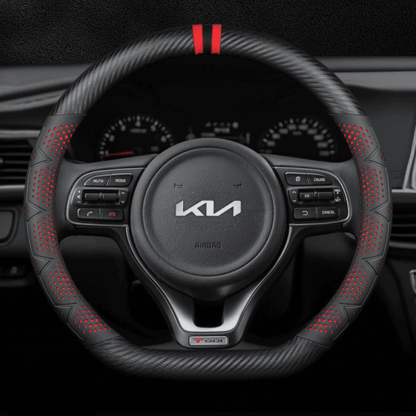 Bọc vô lăng xe KIA chất liệu Carbon cao cấp, họa tiết 3D