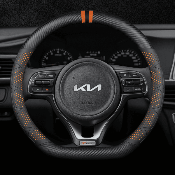 Bọc vô lăng xe KIA chất liệu Carbon cao cấp, họa tiết 3D