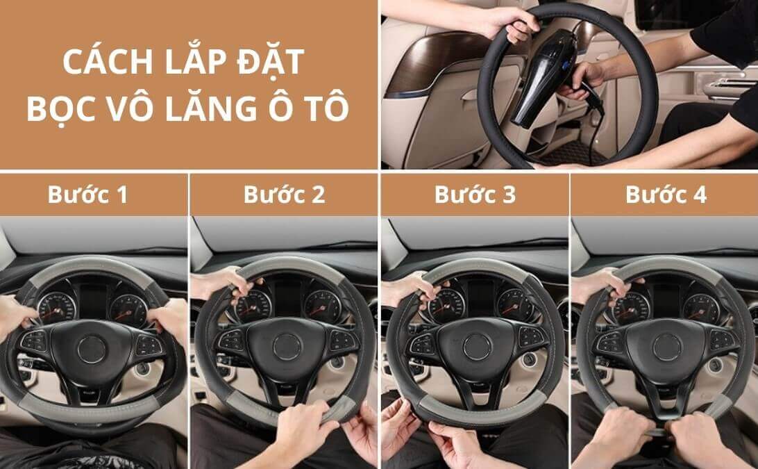 Cách lắp đặt bọc vô lăng ô tô KIA da Nappa