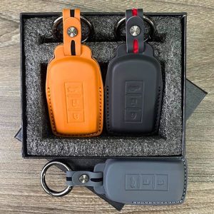 Bao da bọc chìa khóa ô tô Mitsubishi da bò sang trọng