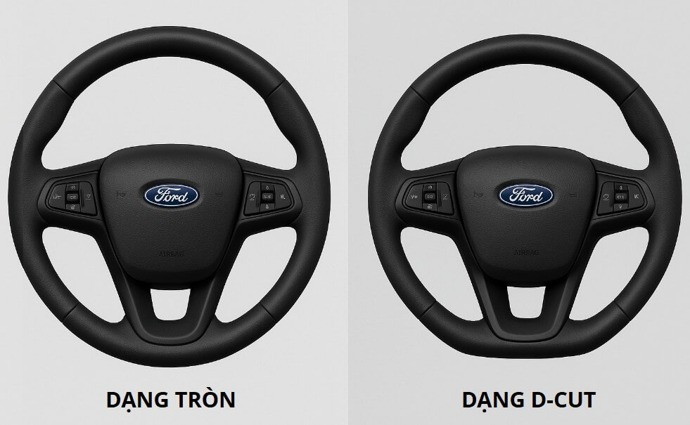 2 Kiểu vô lăng của xe ô tô Ford: dạng Tròn và D-cut